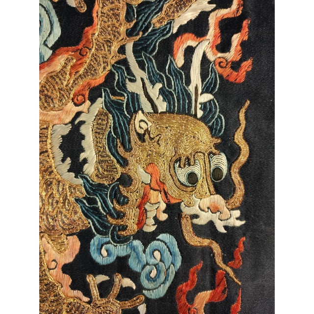 19th Century Chinese Silk & Metallic Thread Embroidery (2'6" x 4'4" - 76 x 132) For Sale - Image 4 of 9