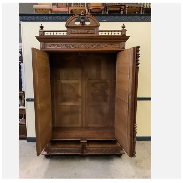Antique Oak Wardrobe, 1880s For Sale - Image 6 of 9