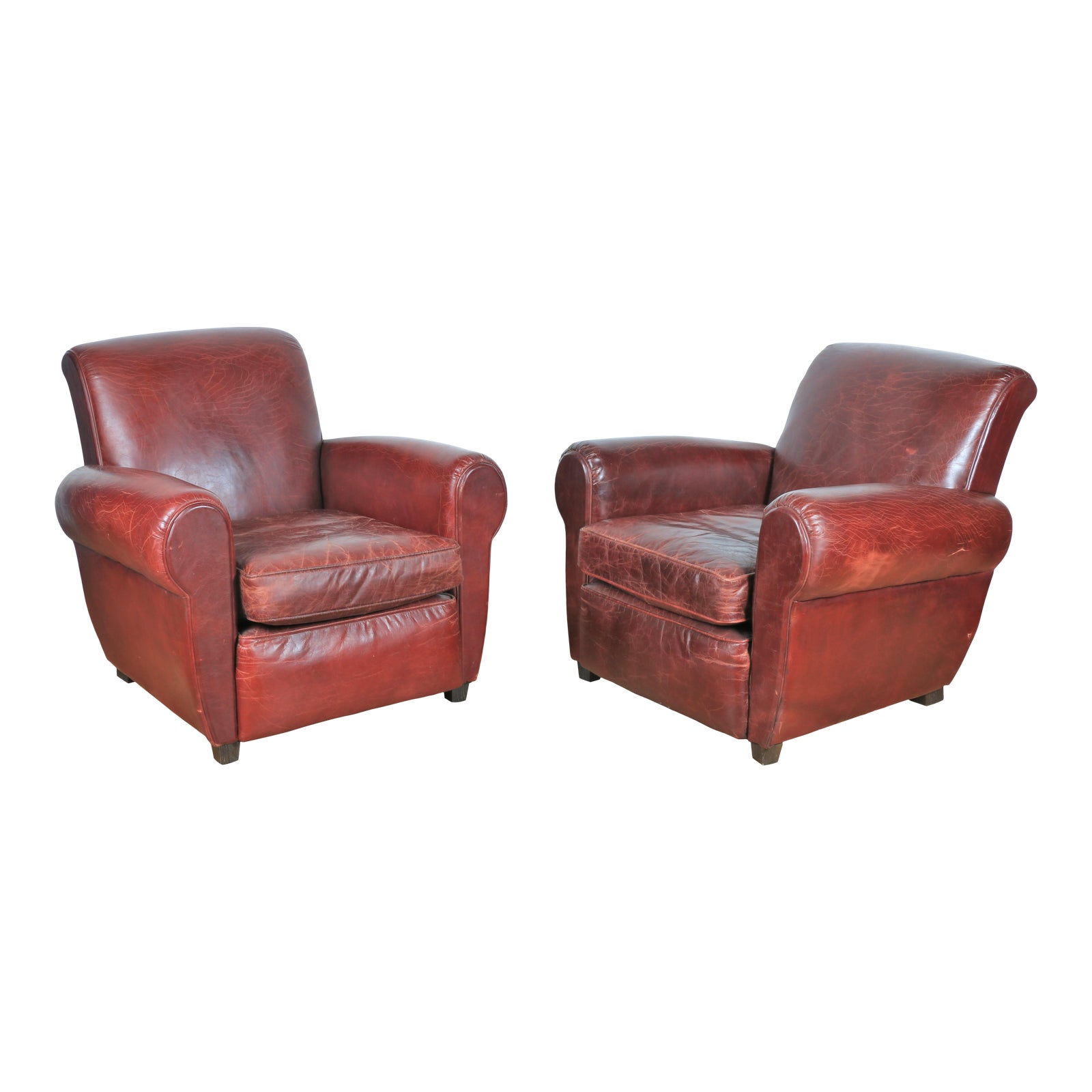 Restoration Hardware Leather Club Chairs Chairish
