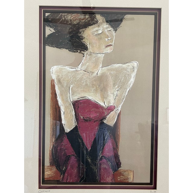 An Expressionist fine print of a female portrait titled “Cotillion I” by Harris G. Strong Studio. Artist signed. Framed...