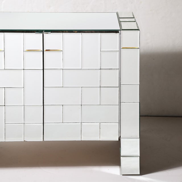 Mid-Century Modernist Cabinet in Tessellated & Beveled Mirror Panels For Sale - Image 4 of 12