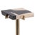 Unique modern deco style side table. Small square petrified wood top set in a textured antiqued brass finish iron frame....