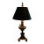 Early 20th Century Handpainted With Marbelizing Mental Lamp in Green, Black and Gold With Black Paper Shade. 28” Over-All Hight. For Sale