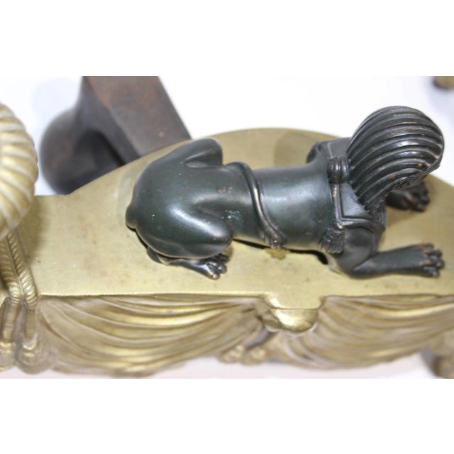 Antique Sphinx Chenets Egyptian Revival For Sale - Image 9 of 13