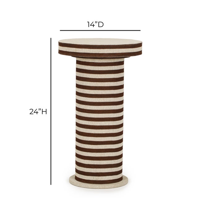 Lyra Natural Striped Cotton Jute Contract-Grade Side Table For Sale In Los Angeles - Image 6 of 6
