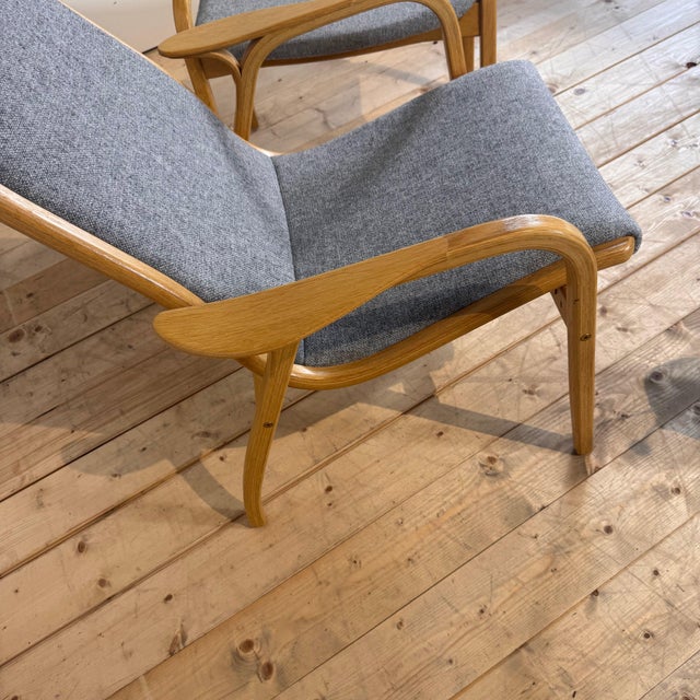 Set of Light Grey Lamino Armchair & Footstool by Yngve Ekström for Swedese, 1960s For Sale - Image 4 of 7