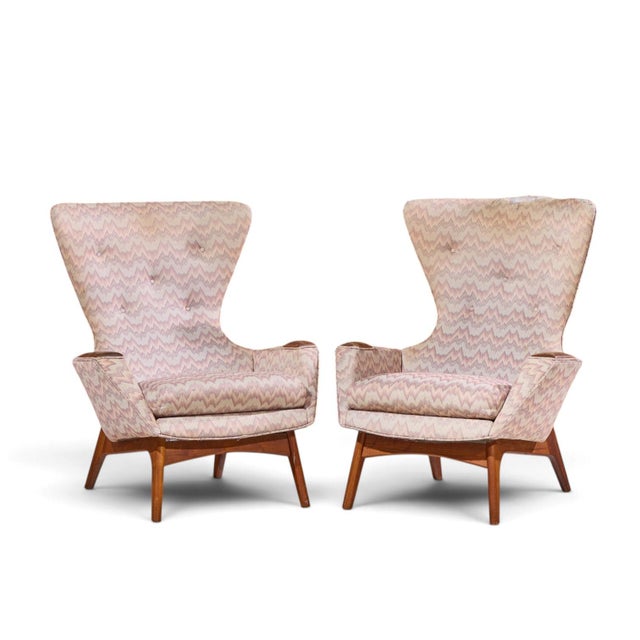 Adrian Pearsall for Craft Associates 2231-C Mid Century Walnut Wingback Lounge Chairs - Pair Each chair measures: 33.5...