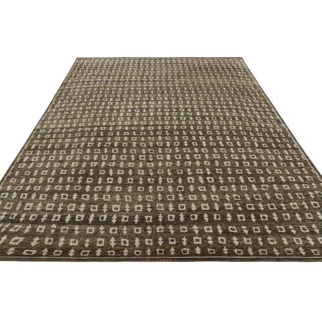 2010s Rug & Kilim’s Block Print Rug in Brown With Cream Geometric Patterns For Sale - Image 5 of 7