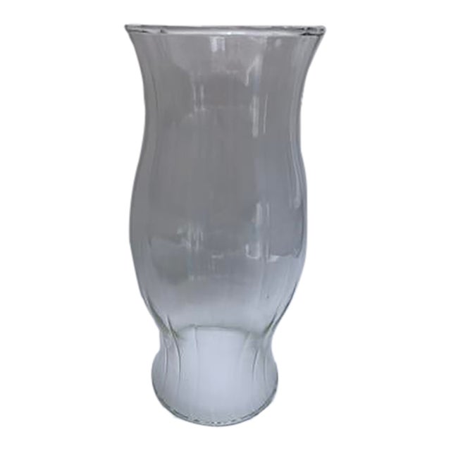 Vintage Clear Ribbed Glass Hurricane For Sale