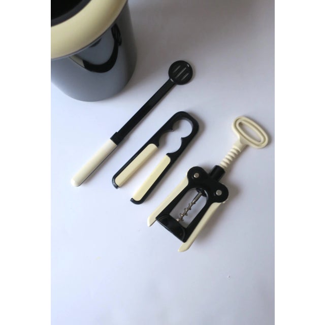 Late 20th Century Italian Wine Cooler Ice Bucket, Bottle Opener, and Other Bar Tools, Circa 1980s For Sale - Image 5 of 10