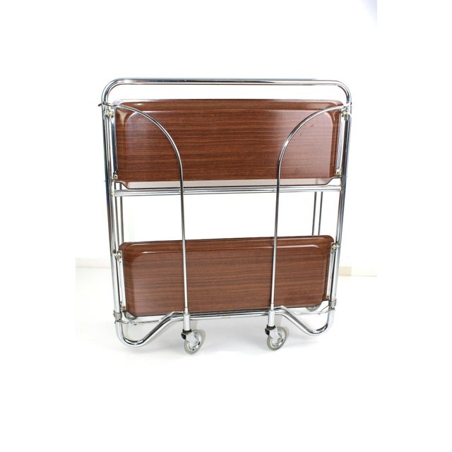 Metal Mid-Century Dinett Foldable Serving Trolley from Bremshey Solingen, 1960s For Sale - Image 7 of 10