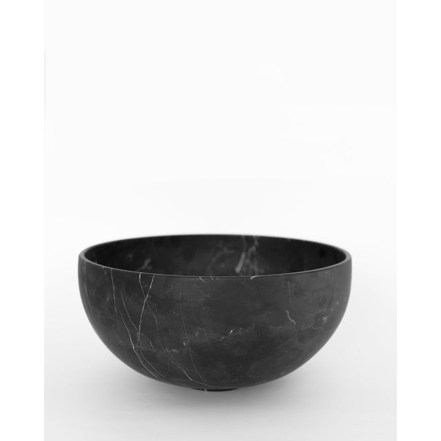 Contemporary Artisanal Large Solid Black Marble Bowl Chairish