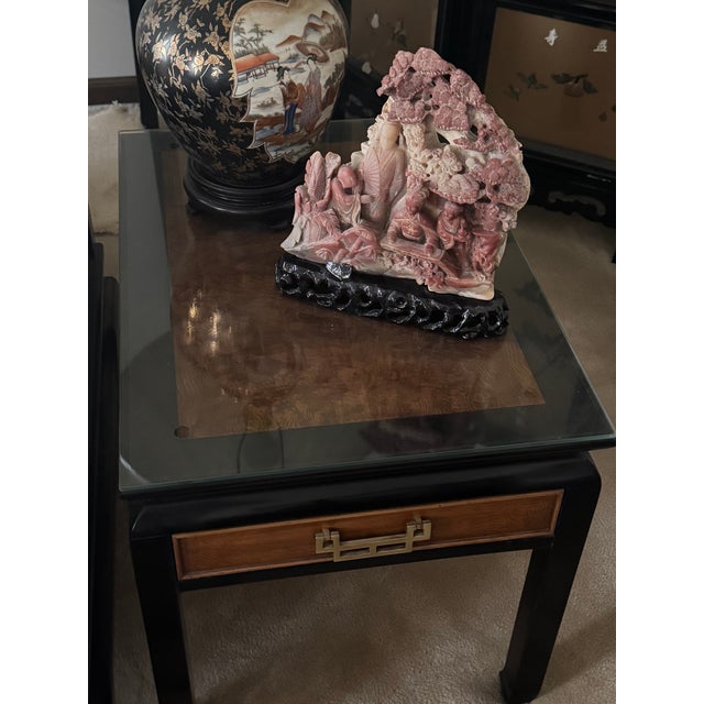 Raymond Sobota’s design of Century Furniture’s Chin Hua corner table. It is made of maple wood with Burl maple veneers,...