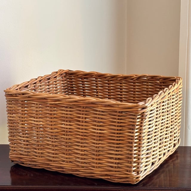Farmhouse Vintage French Country-Style Storage Basket For Sale - Image 3 of 13