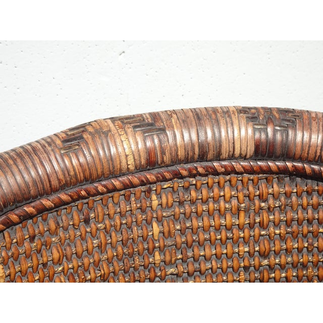 Brown Share Vintage Mid Century Wicker Barrel Back Side Chair For Sale - Image 8 of 14