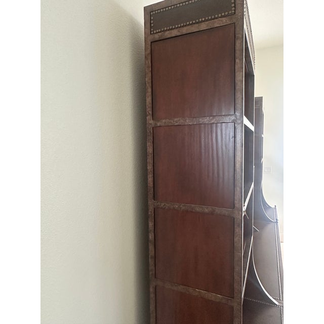 Mahogany 3 Piece Wall Unit Lighted Curious and Storage. Leather Tops. For Sale - Image 9 of 12