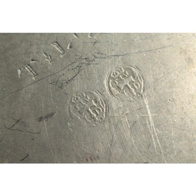 Silver 18th C. Georgian Large Pewter Plate Charger 11.75" Crowned Hallmarks For Sale - Image 8 of 8