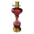 Vintage Cranberry Cut Glass Table Lamp With Brass Hardware For Sale