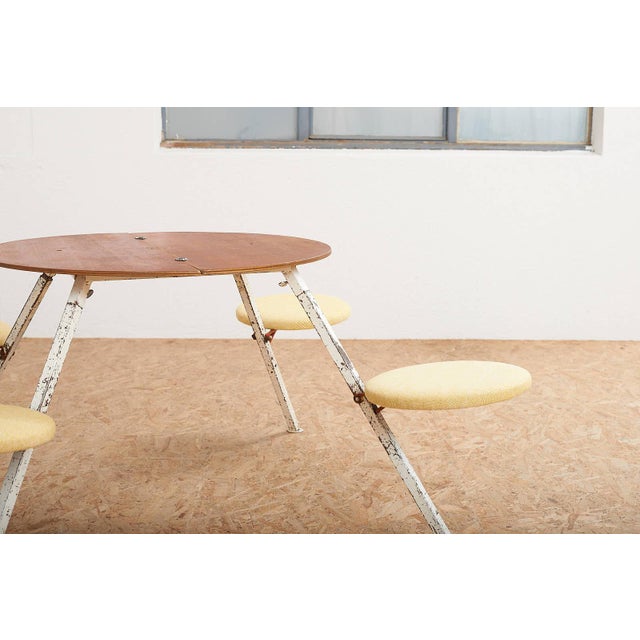 Table Set with White Metal Frame and Plywood Tabletop For Sale - Image 10 of 16