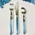 Metal 1980s Vintage Boho Chic French Blue Lucite Flatware With 18/10 Stainless Steel - Set of 33. For Sale - Image 7 of 8