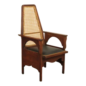 Antique Mission Oak & Caned Back Chair