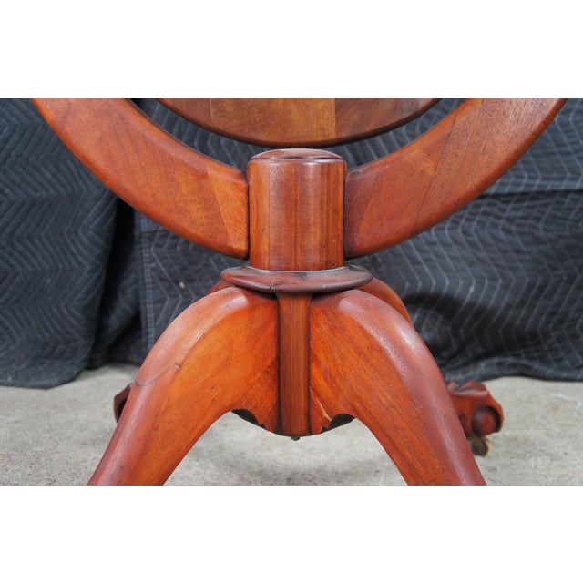 Wood Antique Victorian Solid Mahogany Cheval Dressing Mirror Ball & Claw Foot 67" For Sale - Image 7 of 15