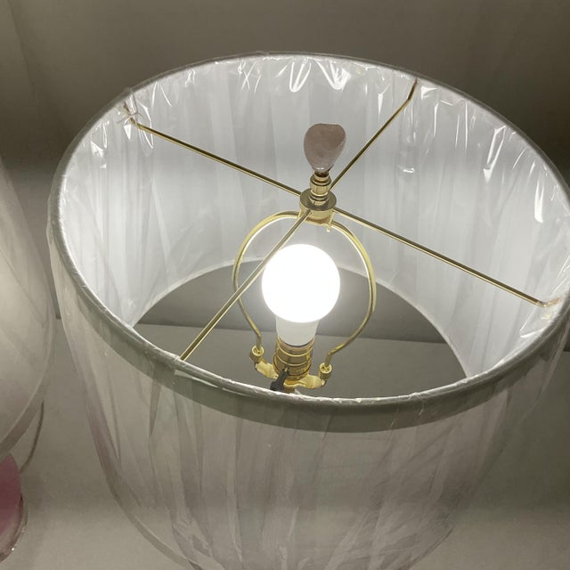 Glass Vintage Murano Glass Lamps With Lucite Bases For Sale - Image 7 of 7