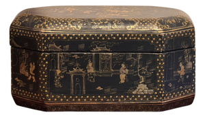 Black and Gilt Chinoiserie Lacquer Box