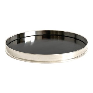 1970s Silver Rimmed Black Formica Bar Tray For Sale