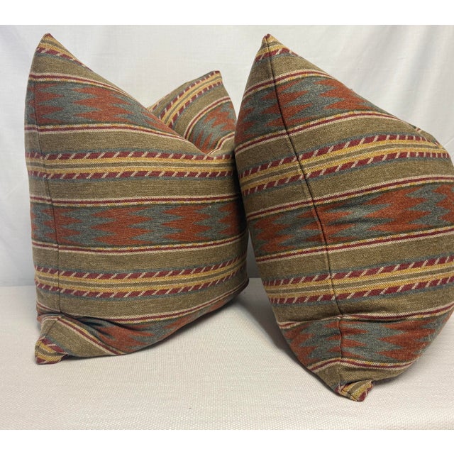 Transitional Mulberry "Inveraray" in Russet/Teal 22" Pillows-a Pair For Sale - Image 3 of 3
