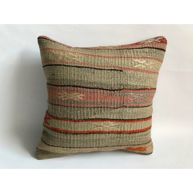Vintage Turkish Striped Design Kilim Pillow For Sale In Phoenix - Image 6 of 6