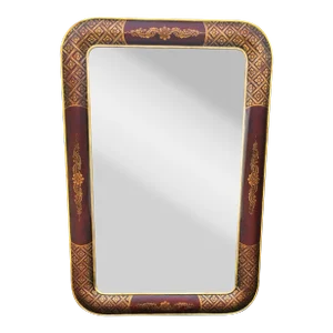 Monumental Red Gold Chinoiserie Wall Mirror by John Richard Collection