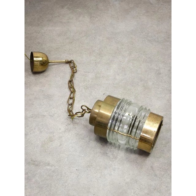 Vintage Italian Brass and Glass Lantern Pendant Lamp, 1960s For Sale - Image 15 of 18