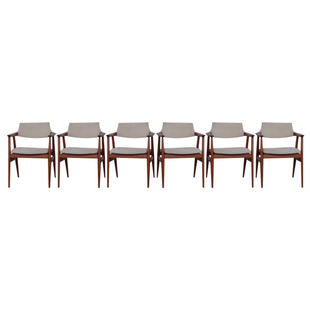 Danish Teak Armchairs by Svend Aage Eriksen for Glostrup, 1960s, Set of 6 For Sale