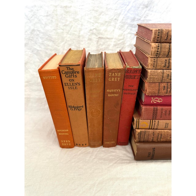 1910s Group of 20 Assorted Shades of Red Antique Books For Sale - Image 5 of 5
