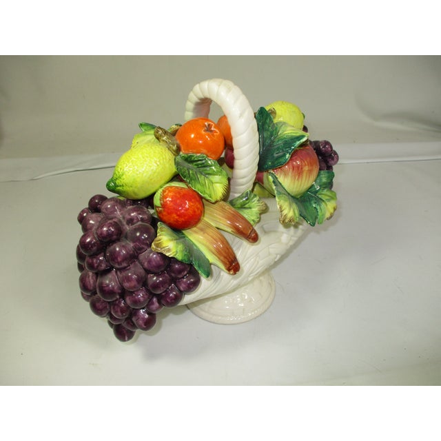 Capodimonte Vintage Capodimonte Ceramic Basket of Fruit For Sale - Image 4 of 8