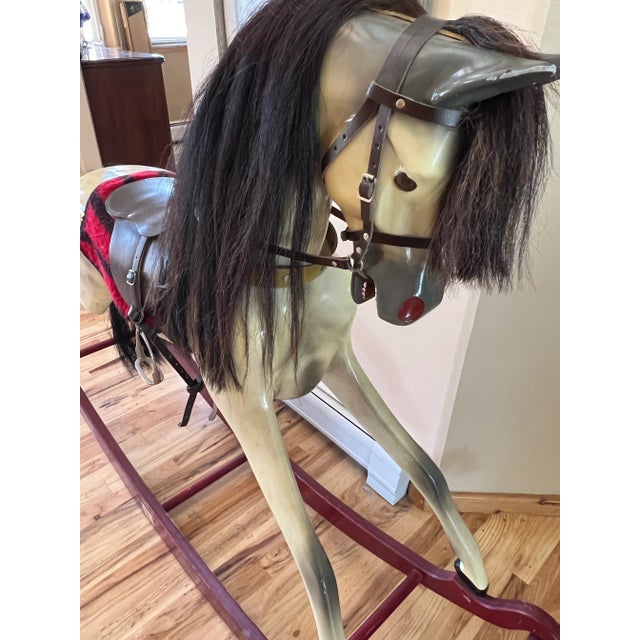 Vintage Haddon Fiberglass Bow Rocking Horse England Adult Size For Sale - Image 11 of 12