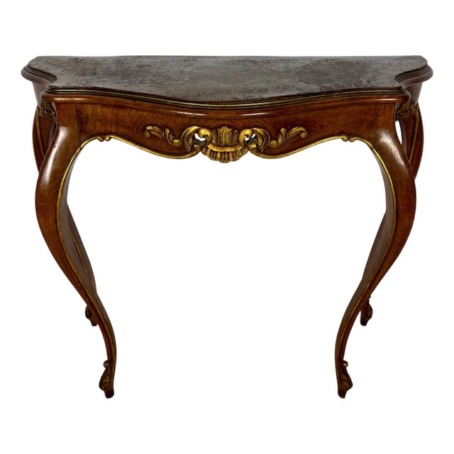 French Louis XV Style Walnut Console Table, 1930s For Sale