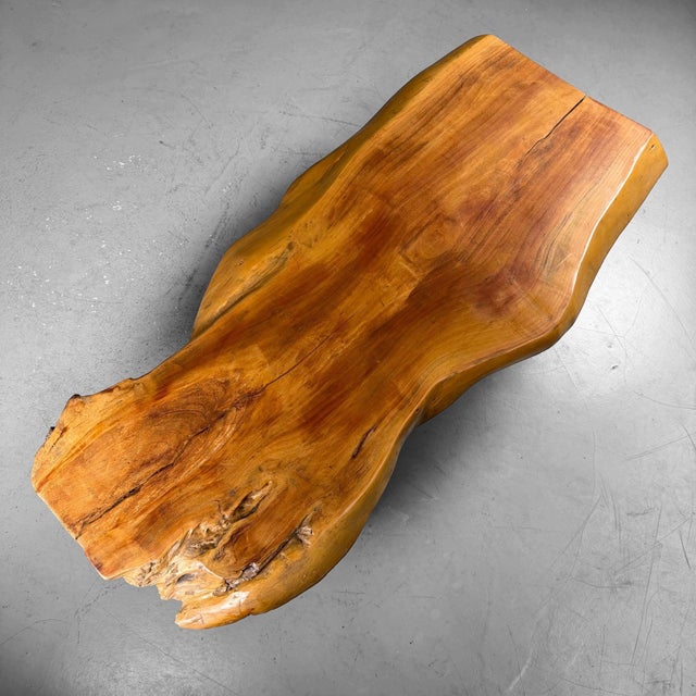 Brown Japanese Organic Live Edge Side Table in Zelkova Wood, 1960s For Sale - Image 8 of 12