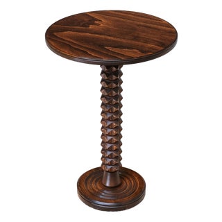 Sculptural Round Side Table in Beech Wood by Charles Dudouyt, France, 1950s For Sale