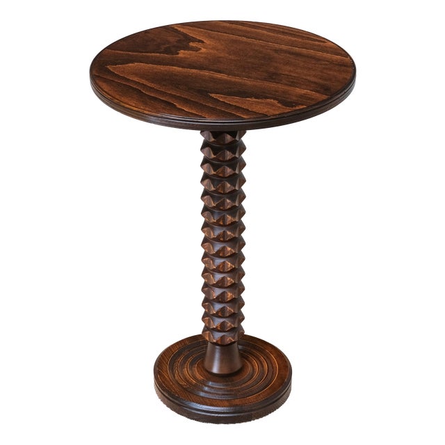 Sculptural Round Side Table in Beech Wood by Charles Dudouyt, France, 1950s For Sale