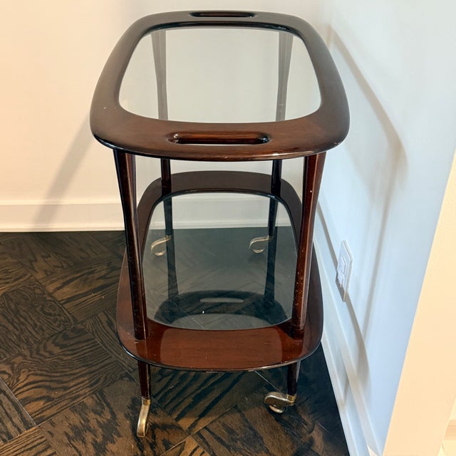 Cesare Lacca Midcentury Mahogany Italian Serving Bar Cart For Sale - Image 9 of 12
