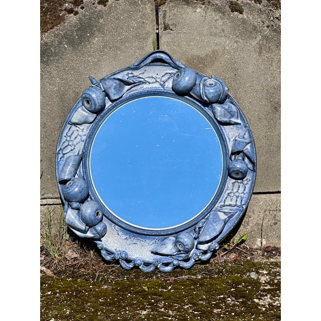 Round Ceramic Wall Mirror with Sculpted Fruit Shapes by Ulli Wittich-Großkurth, Germany, 1970s For Sale - Image 4 of 15