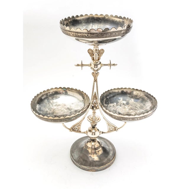 A lovely antique circa 1860-70s silver plated two tier compote server with removable bowls. In excellent condition for its...