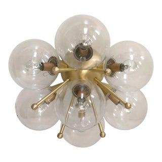 Sakura Satin Brass Clear Globe Flush Mount by Fabio Ltd For Sale