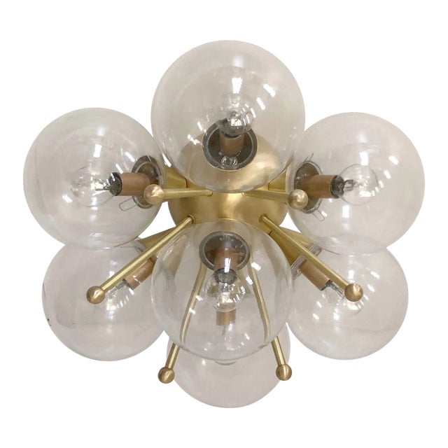 Sakura Satin Brass Clear Globe Flush Mount by Fabio Ltd For Sale