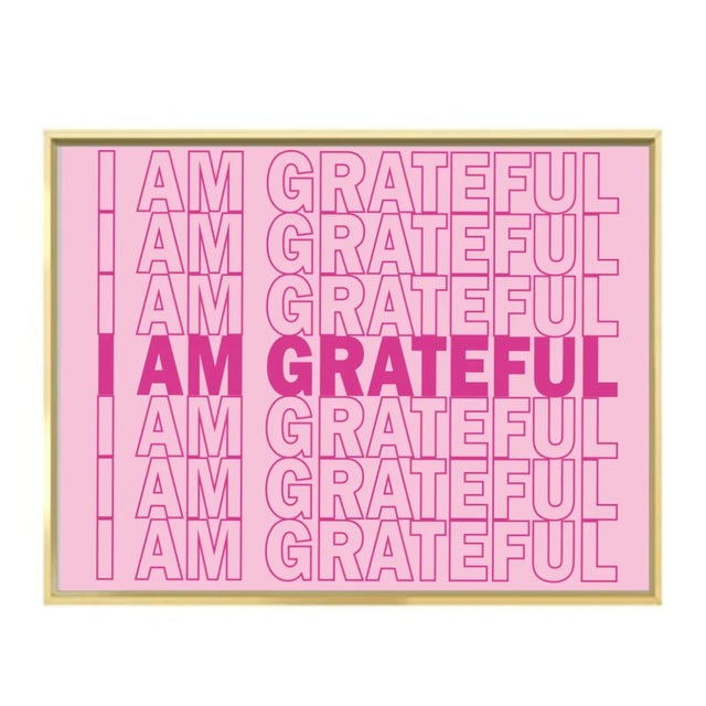Modern I Am Grateful Giclee Print on Canvas Framed For Sale - Image 3 of 3