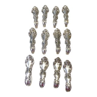 Mid 20th Century 12 Napkin Clips Rings Beethoven Rose Oneida Community Silverplate Flatware Mid Century Modern For Sale