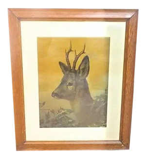 Antique Deer Gouache Painting
