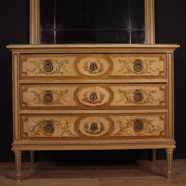 Louis XVI Dresser with Mirror in Lacquered Wood, 1960s For Sale - Image 4 of 13